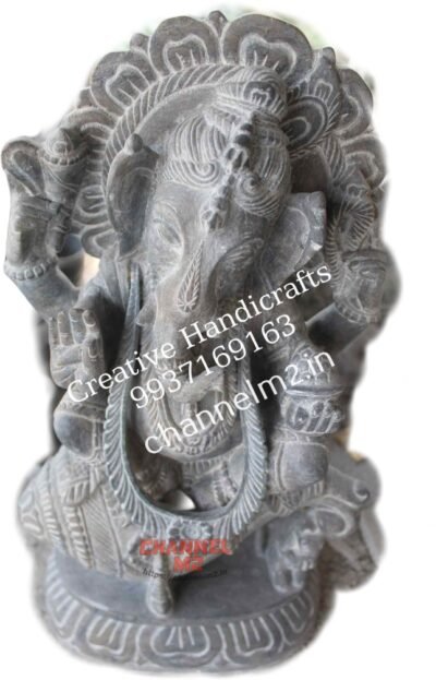 Superior haridra Ganesh Murti In Black Stone - Channel M2 Art Studio